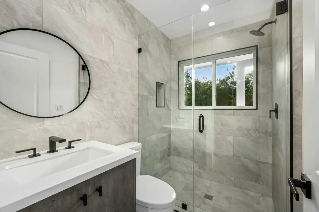 contemporary bathroom in a remodeled los angeles residence